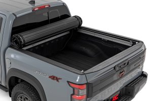Nissan Frontier Hard Roll Up Bed Cover - Rough Country - Sleek Flush, Low-Profile Design - Matte Black - '22-'25